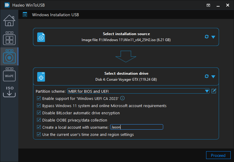 Select partition scheme