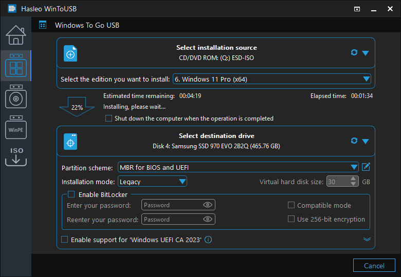 Create Windows To Go from DVD